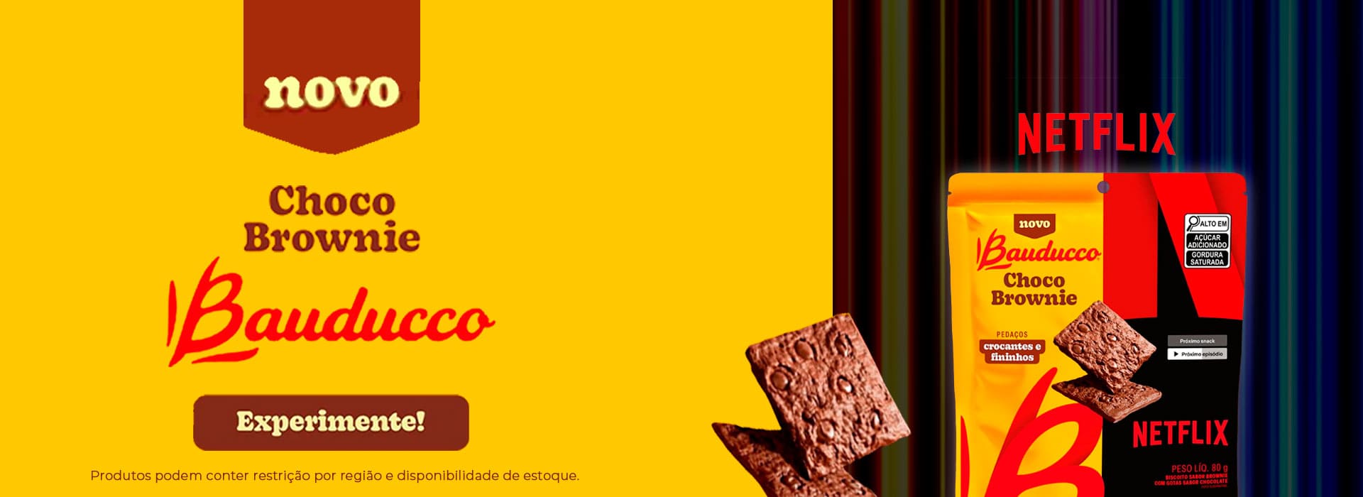 Biscoito Chocolate Choco Brownie Netflix Bauducco 80g